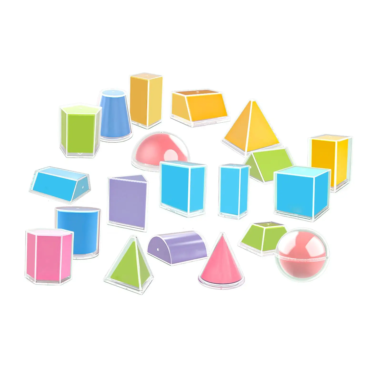 Geometric Shapes Teaching Set 20 Piece 3D Solid Model for Math Education Translucent Blocks Folding Design Toy for Kids