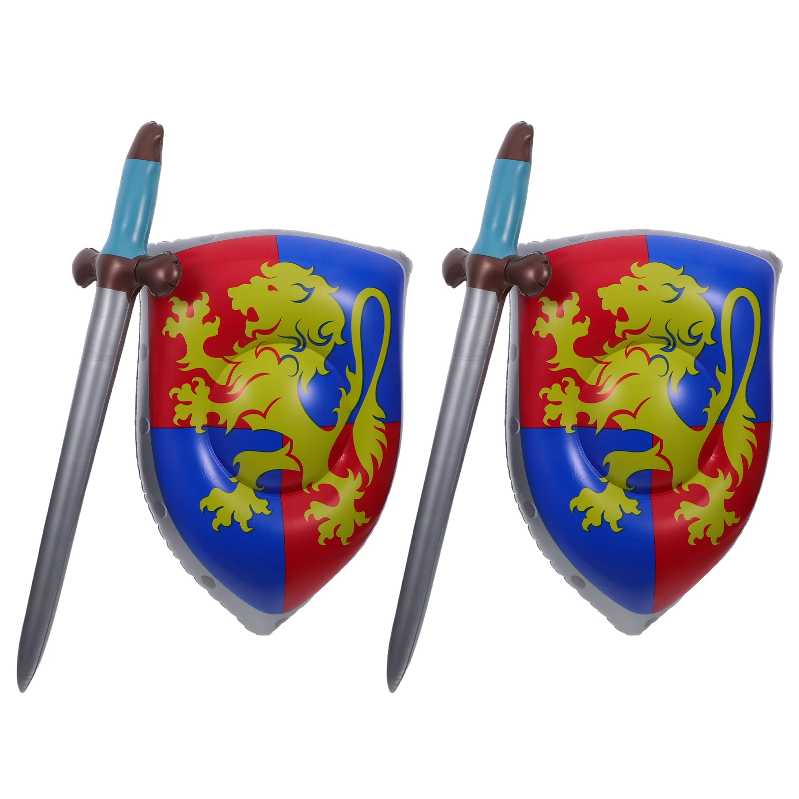 Set di scudi e spade gonfiabili per bambini da 4 pezzi per avventure di giochi di ruolo Puntelli gonfiabili dai colori vivaci per il tema del cavaliere pirata Samurai