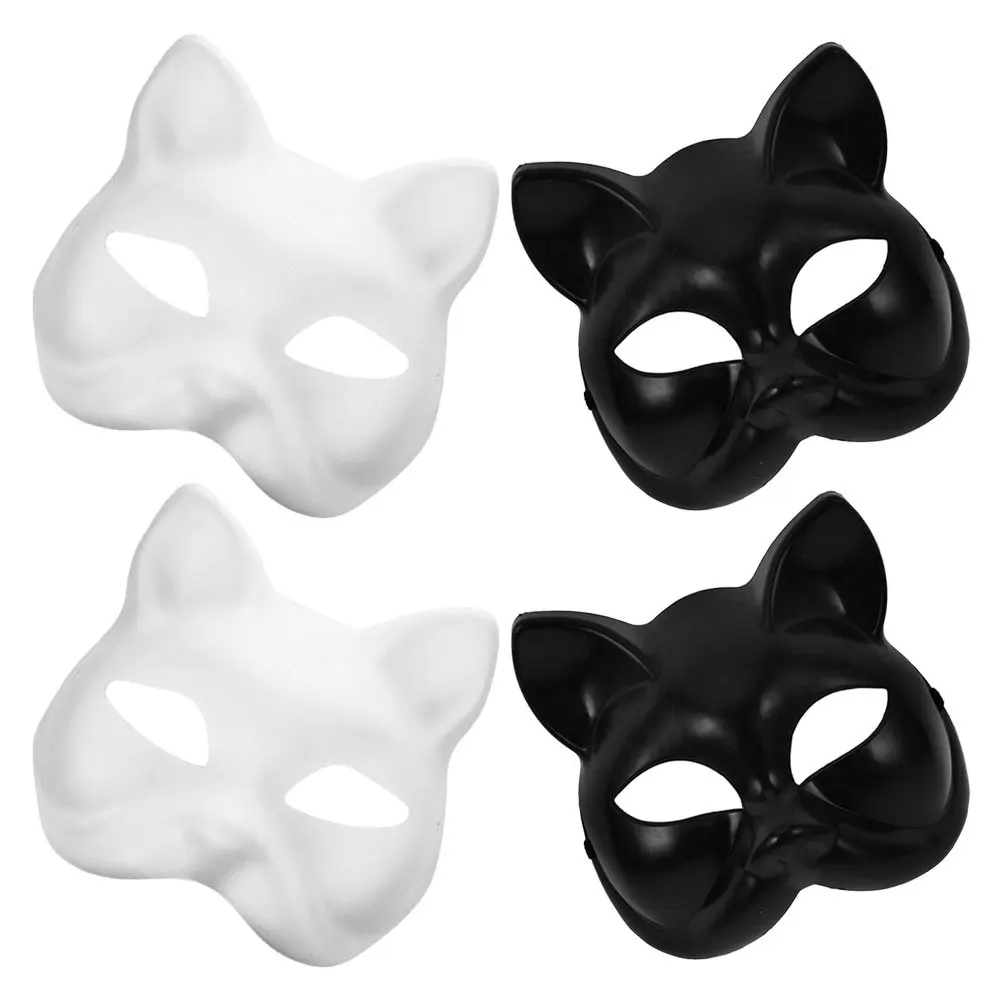 

4Pcs DIY Blank Paper Cat Masks Paintable Masquerade Masks for Craft Parties Decor Cat Mask Paint Masquerade Decor