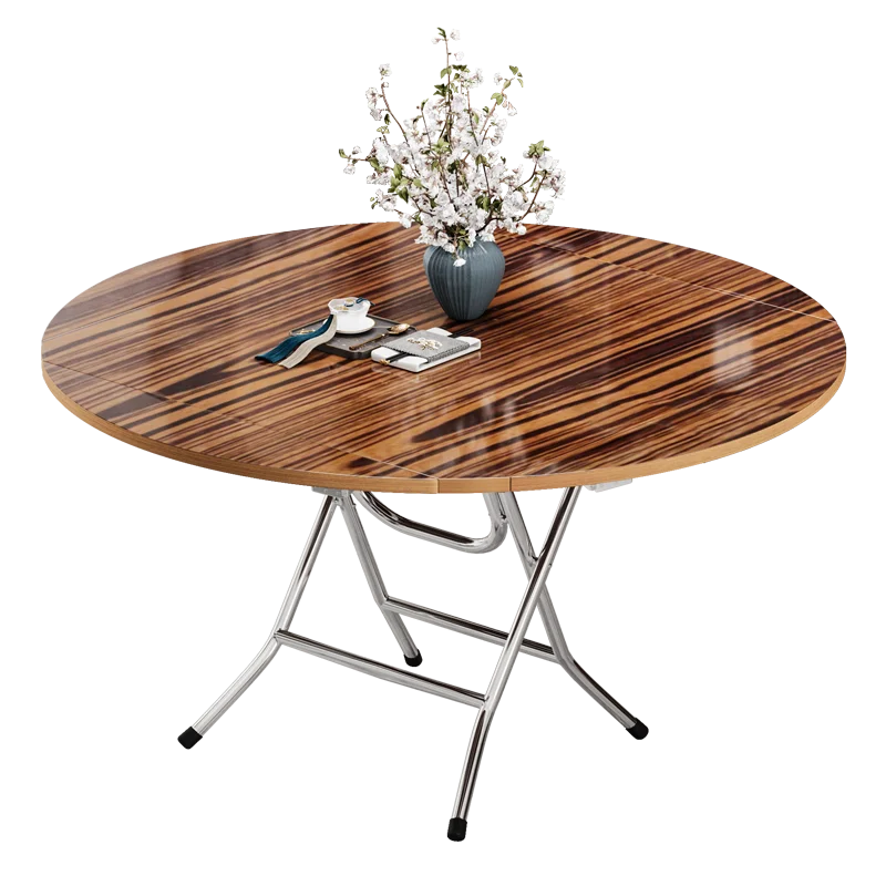 

Foldable round dining Household square Simple old-fashioned side standing dining Folding 6 people table