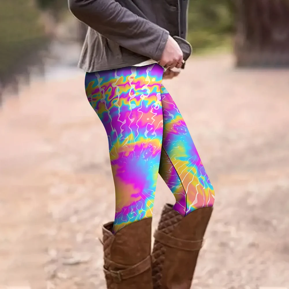 Fashion Legging Colorful Tie-dye 3D Printed Yoga Pants Elastic Hight Waist Fitness Skinny Pants Womens Clothing Leggings