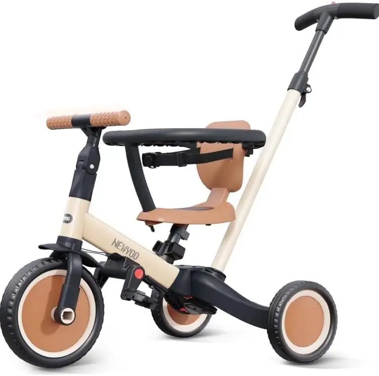 5 in 1 Toddler Tricycle with Push Handle for 1-3 Year Old Boys and Girls, Kids Push Trike with Safe Bar, Toddler