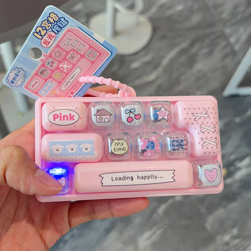 12‑Keys Light‑up Fidget Keyboard Toy Keychain Glow Stress Relief Sensory Toy Kids Backpack Pendant Student Gift Ornament