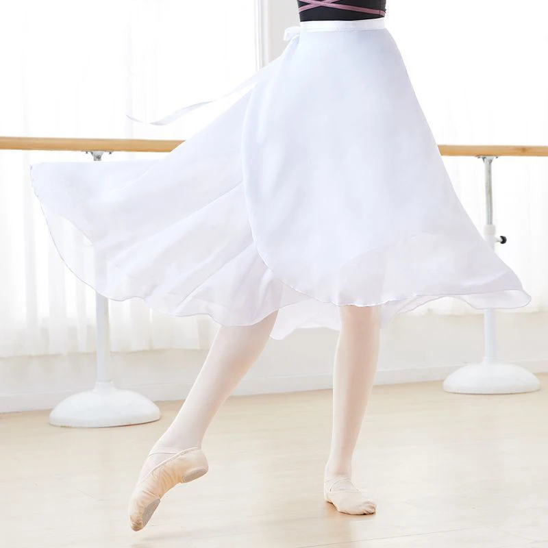 Chiffon Ballet Tutu Dance Skirt Dance Skate Wrap Scarf Gymnastics Ballerina Lyrical Long Ballet Skirt Women Ballet Dance Dress