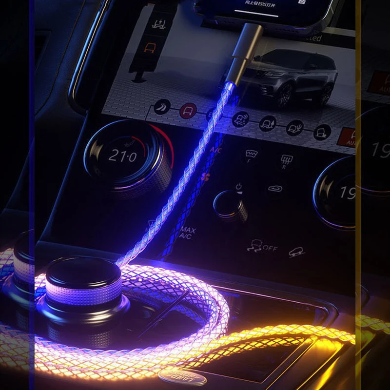 Colorful Gradient RGB New Iphone Charger Cable Type C Lightning Fast Charging Micro Usb Phone Accessories For Xiaomi Realme Oppo image 4