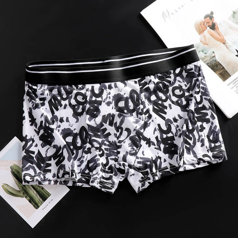 Men Panties Mens Underwear Breathable Feather Flowers Ice Silk Knickers Letters Lip Men Panties Underpants Soft Pouch