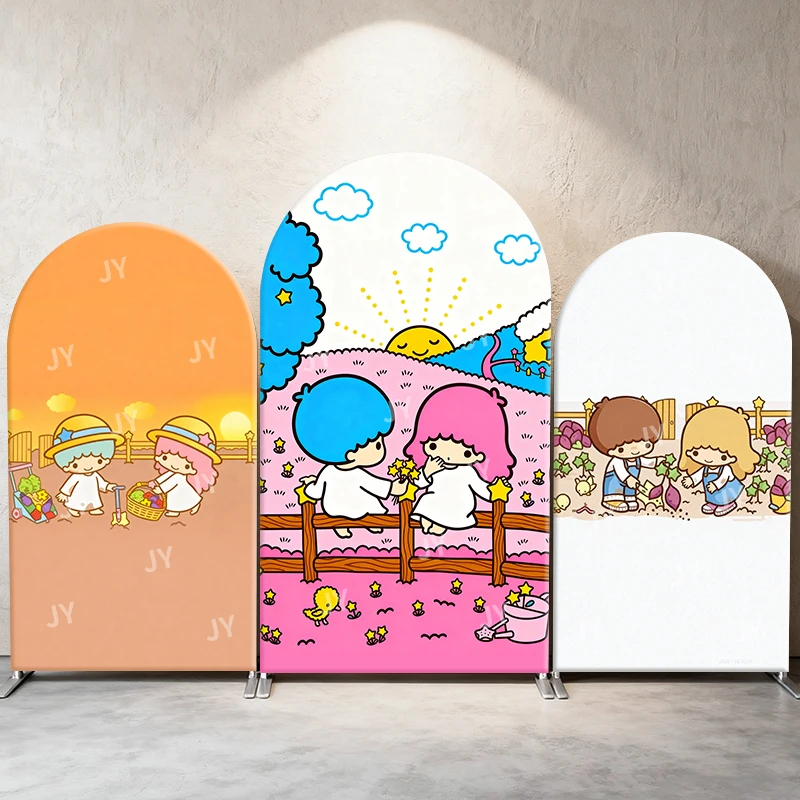 

Little Twin Stars Sanrio Arch Backdrop Cover Garden Harvest Sunny Scene Cute Cartoon Birthday & Baby Shower Photo Booth Decor