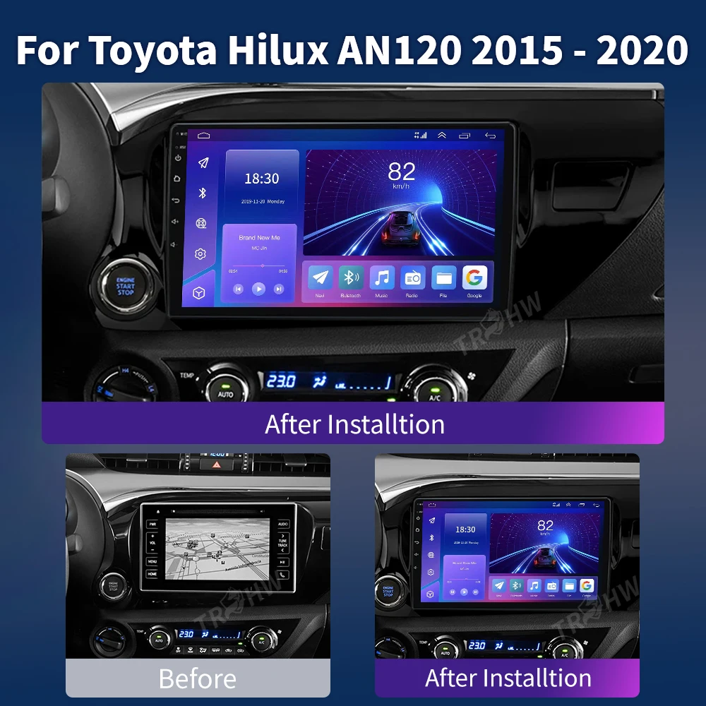 For Toyota Hilux Pick Up AN120 2015 - 2020 LHD RHD 5G WIFI GPS Navigation Stereo Auto Radio Multimedia No 2din DVD Car Android