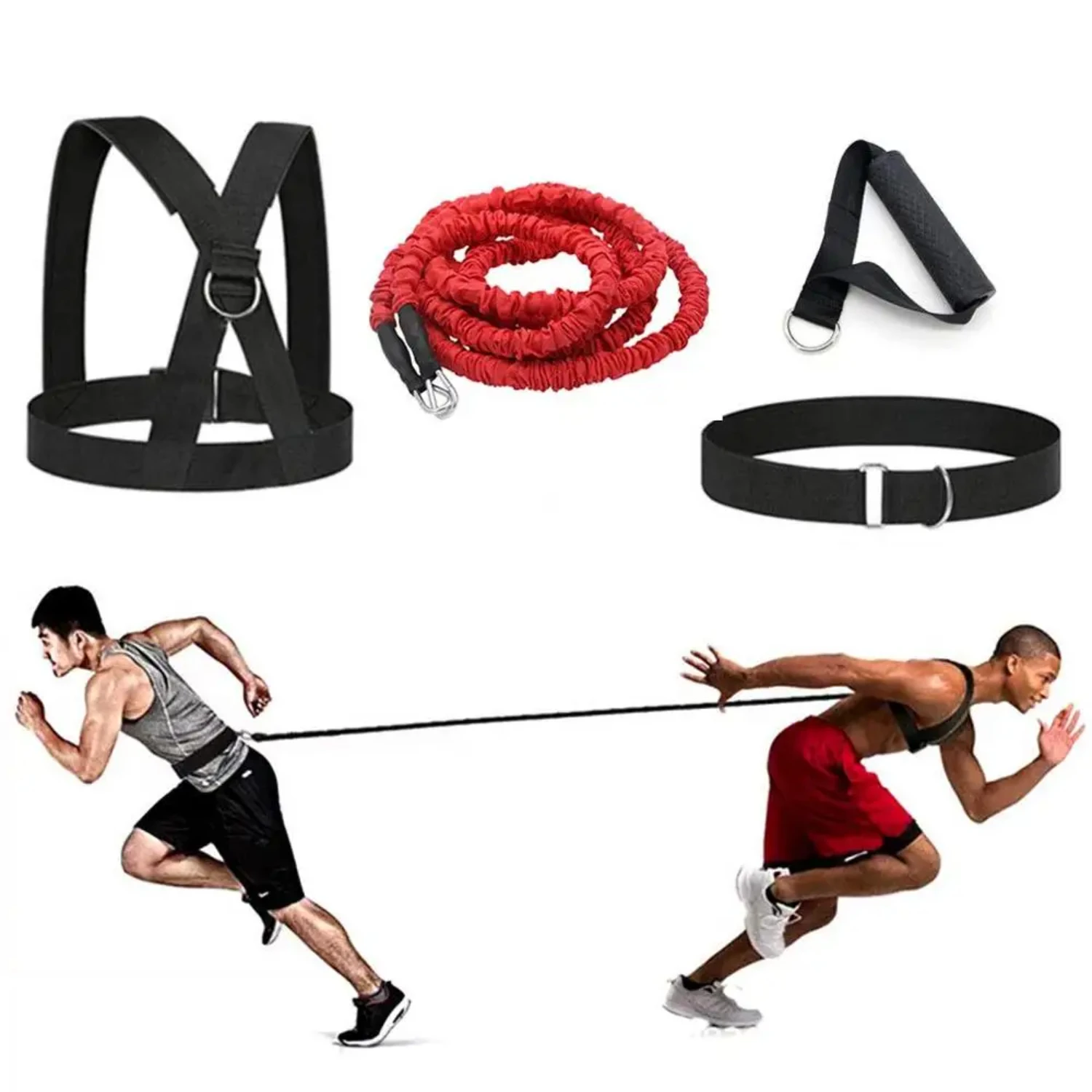 Bungee Resistance Cord Set Fit Teamwork Hockey Resistance Bands Fencing Vertical Jumps Lateral Movement Sprint Training Cycling