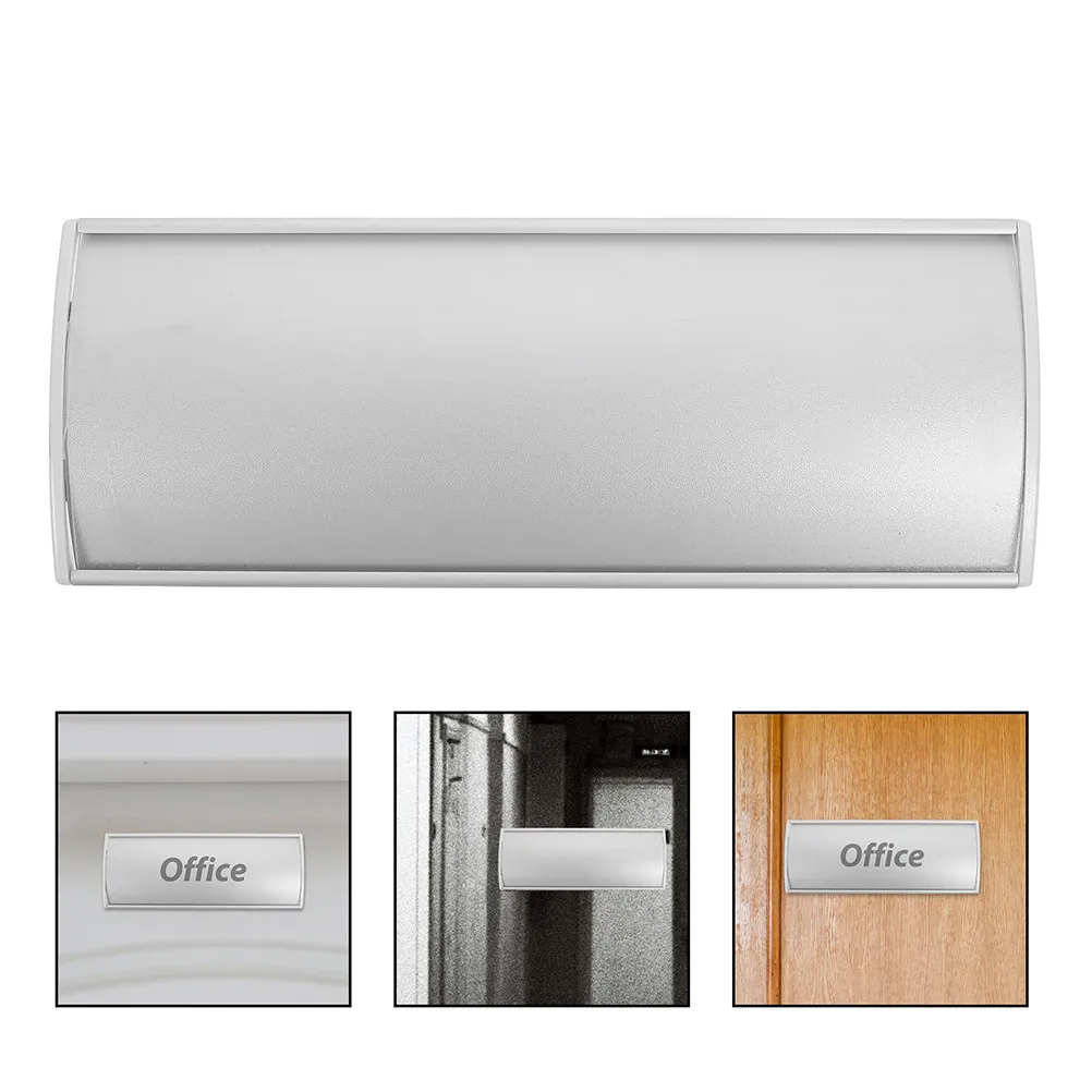 Aluminum Alloy Curved Blank Name Plate Holder Wall Mount Office Door Sign for Business Conference Room Classroom Hospital Desk