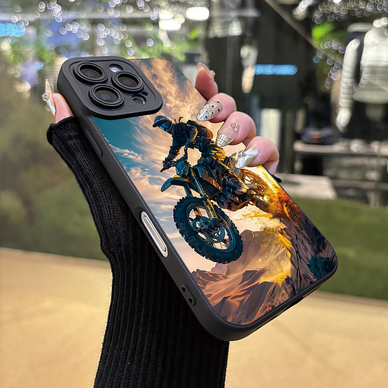 Чехол для мобильного телефона с узором мотоциклиста и УФ-печатью, универсальная защита на 360 градусов, iPhone 12, 13, 14, 15, 16 Pro Max