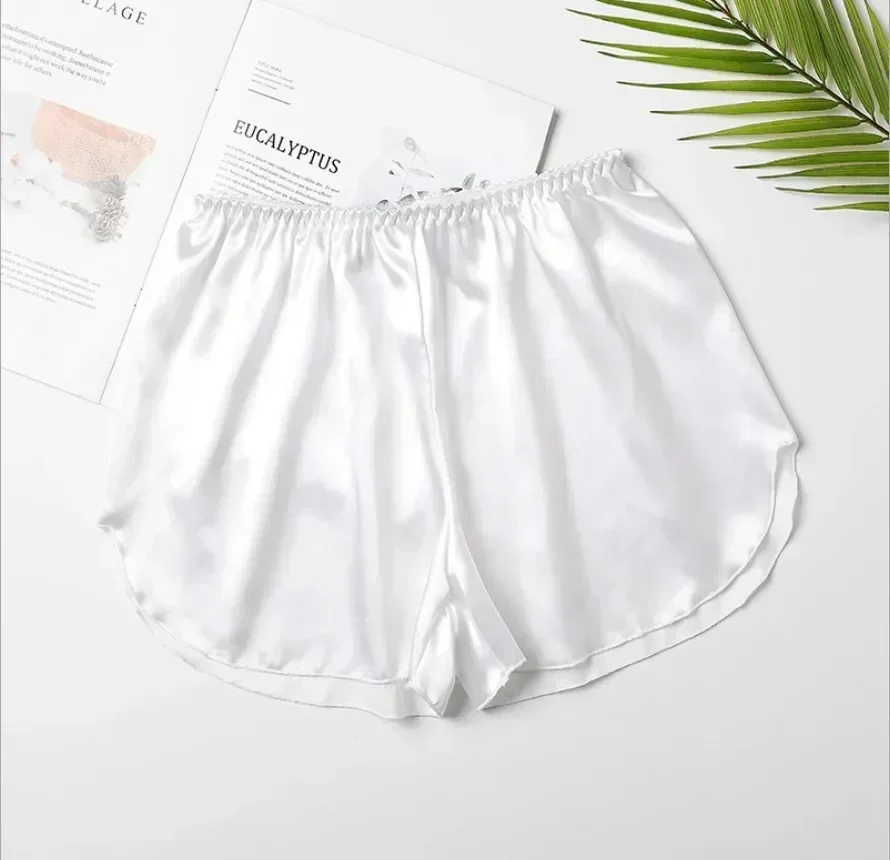 女性下着シームレスショーツアイスシルクブリーフ Boyshort 安全パンツ快適睡眠ボトムスアンチスリップシンプルなホームボクサーランジェリー