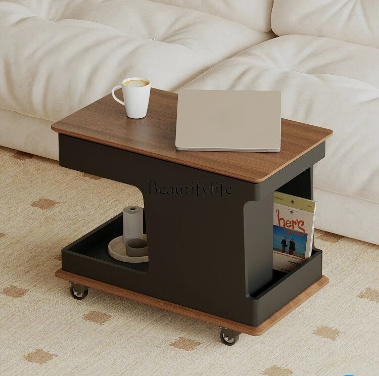

*Minimalist mobile coffee table trolley living room Italian small apartment multi-functional lifting side table