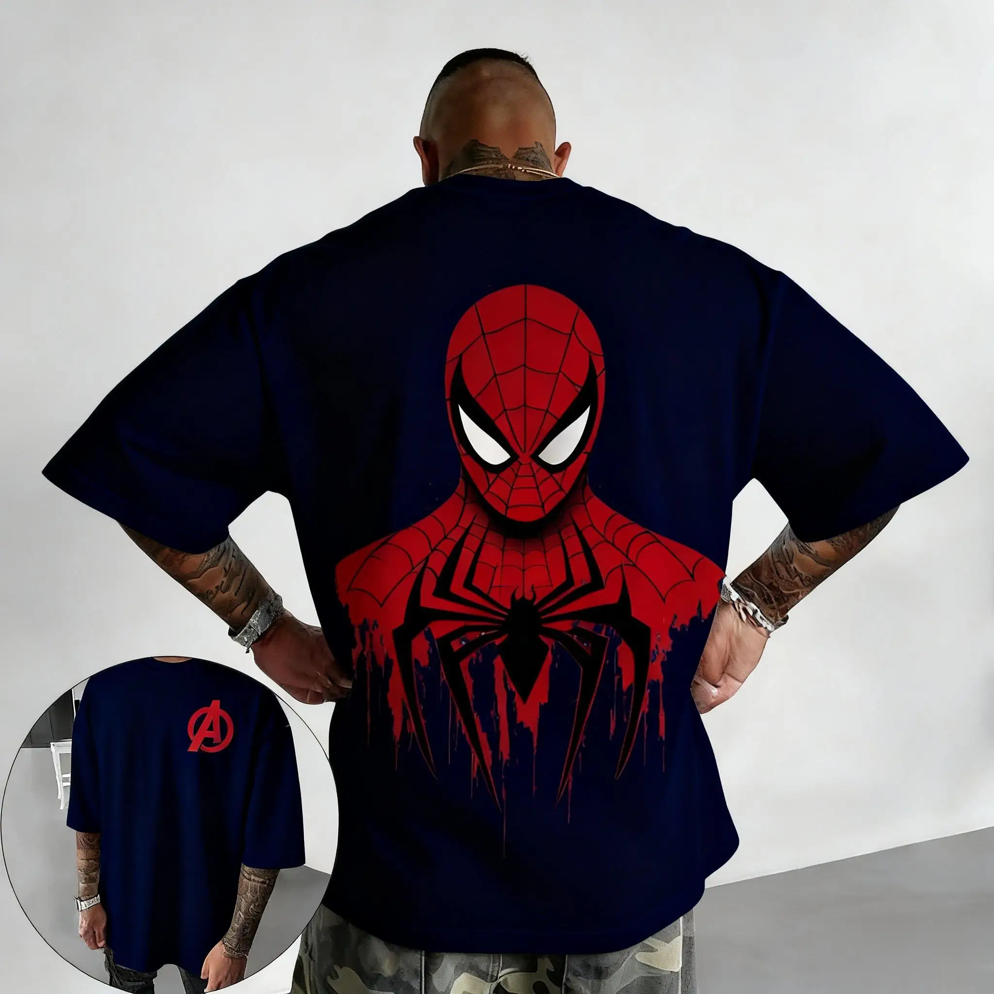 

Футболка с рисунком Человека-паука Marvel, мужская и женская футболка с короткими рукавами, повседневная уличная одежда, модный летний новый стиль