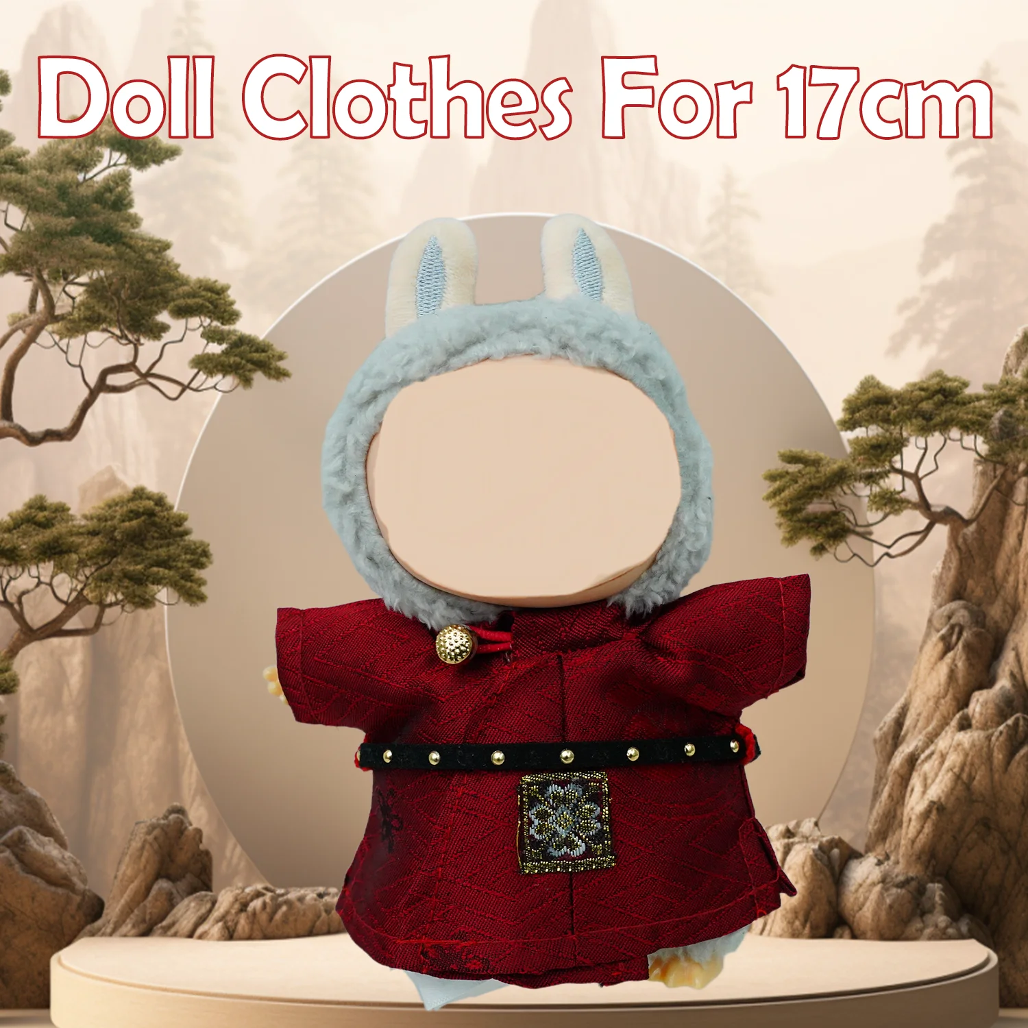 Ropa para Labubu (sin muñeca), conjunto Hanfu de 17 cm, traje Rob de cuello redondo de la dinastía Tang para muñeca LA BUBU, accesorios de ropa