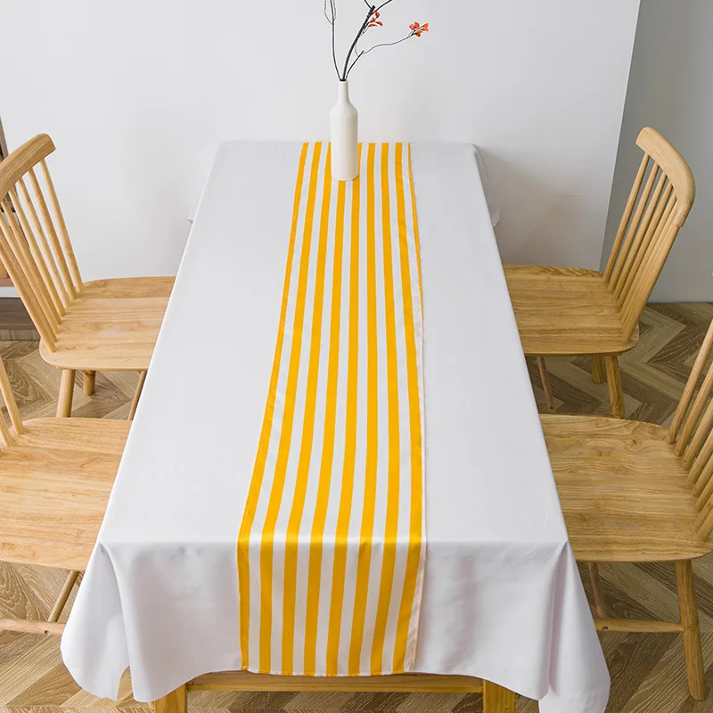 Polyester Elegant Classic Table Decor Machine Washable for Indoor Outdoor Events Striped Table Runner Carnival Tablecloth