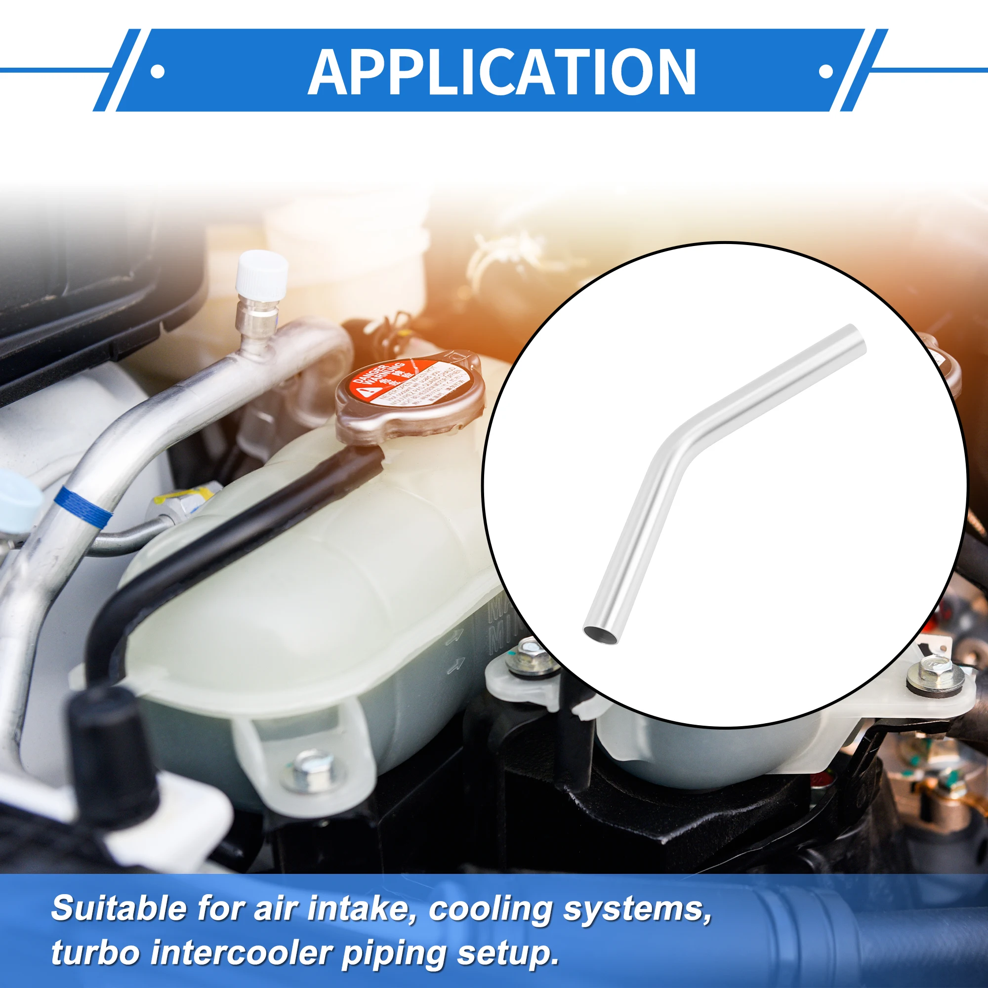 Uxcell 25/32/38/45/63/70/76/89/102mm OD 45 Degree Aluminum Tube Intercooler Pipe Universal  Wire Drawing Air Intake Pipe 150mm