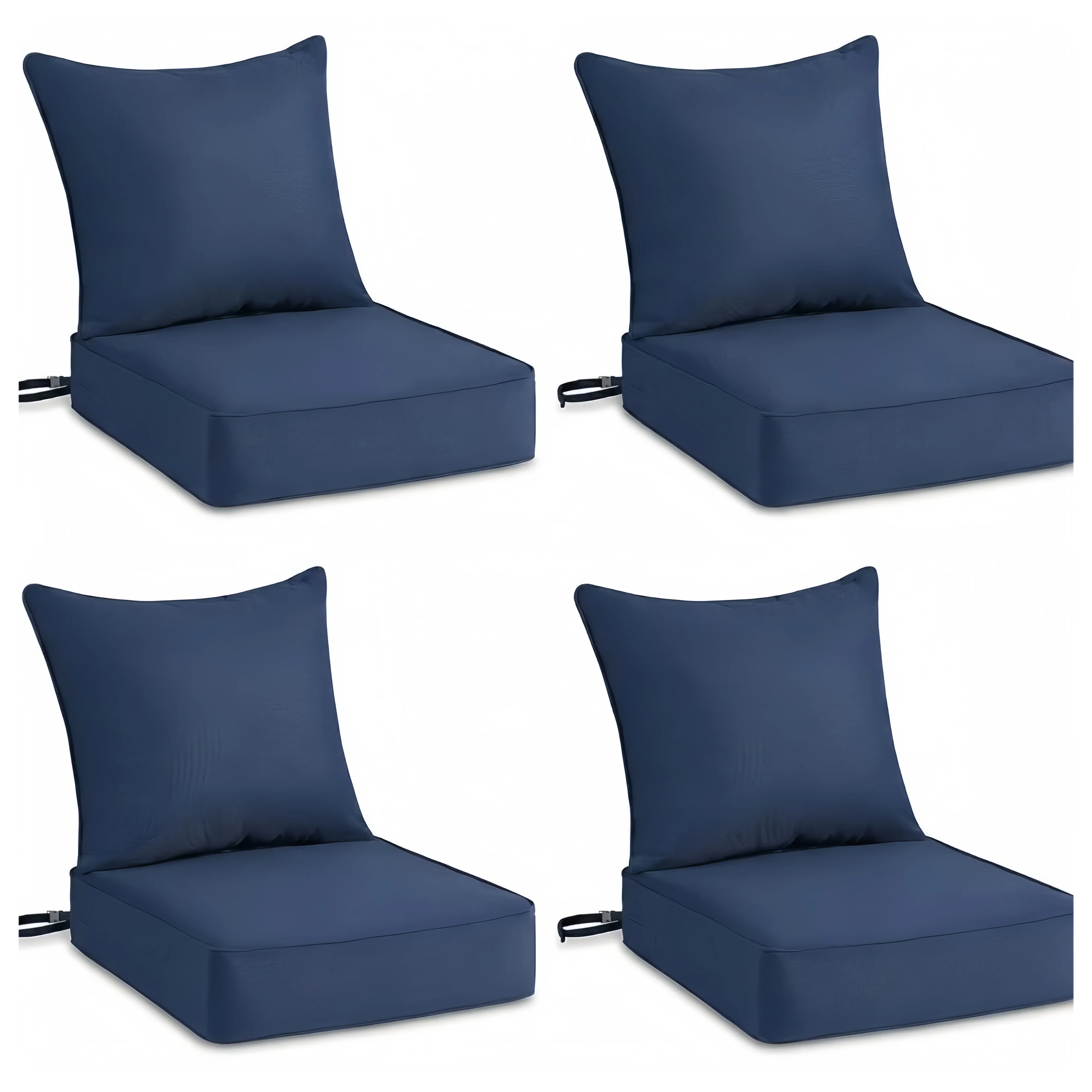 Outdoor deep seat cushion set, 24×24×6 inches, waterproof chair cushion, 6 inches thick, 4 pieces, navy blue