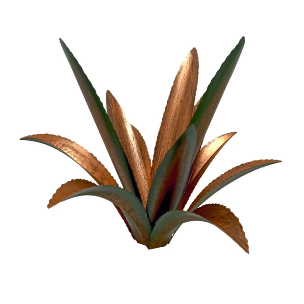 Weatherproof metal agave decoration for garden and courtyard lawn constructed from iron with a stable installation design
