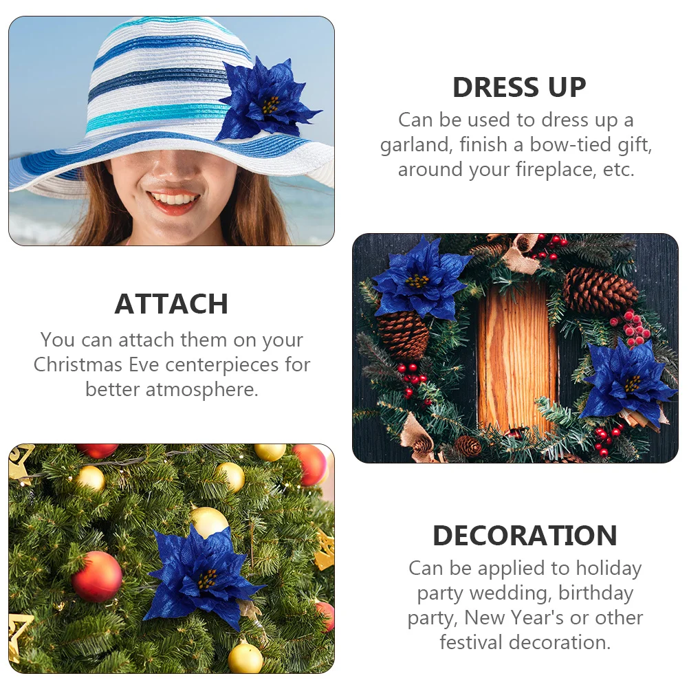 

10Pcs Artificial Christmas Flower Garland Accessories Pe Xmas Tree Decoration Party Supplies Simulation Xmas Flower Ornament