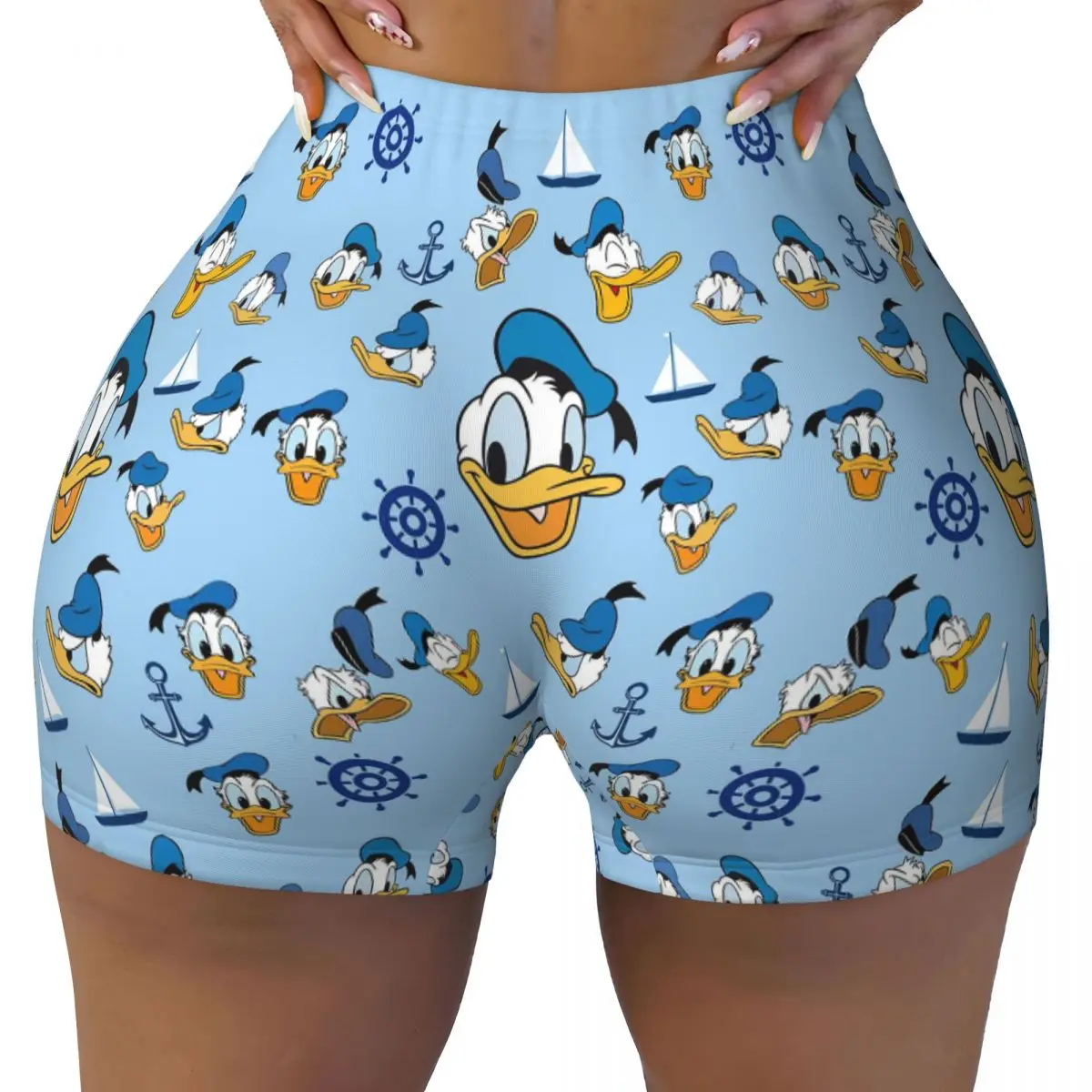 Custom Donald Duck Animes Cartoon Gym Running Volleyball Shorts for Women Workout Yoga Shorts