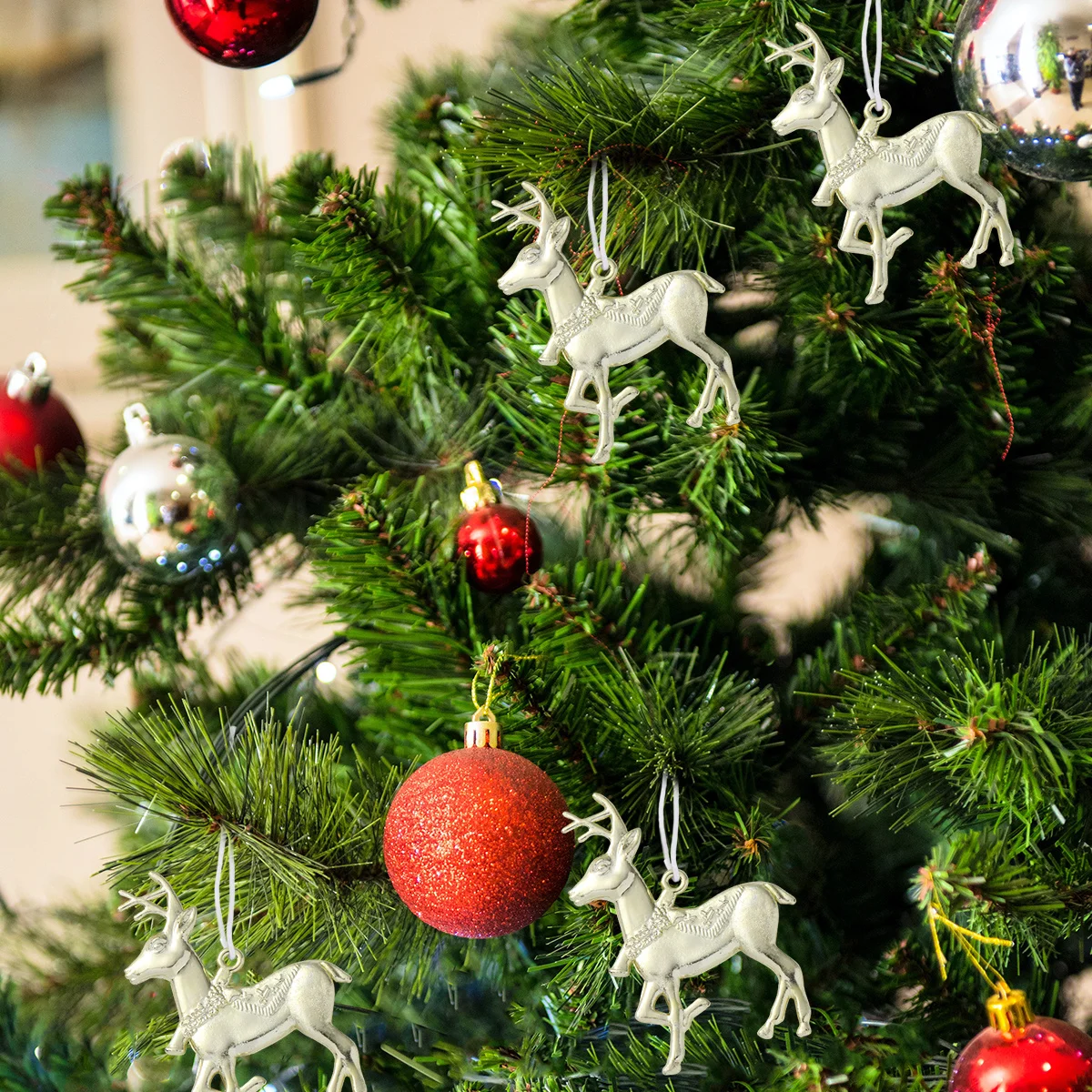 

30 pcs Golden Reindeer Hanging Pendant Premium Plastic Diy Christmas Decor Adults Party Home Xmas Tree Ornament Craft