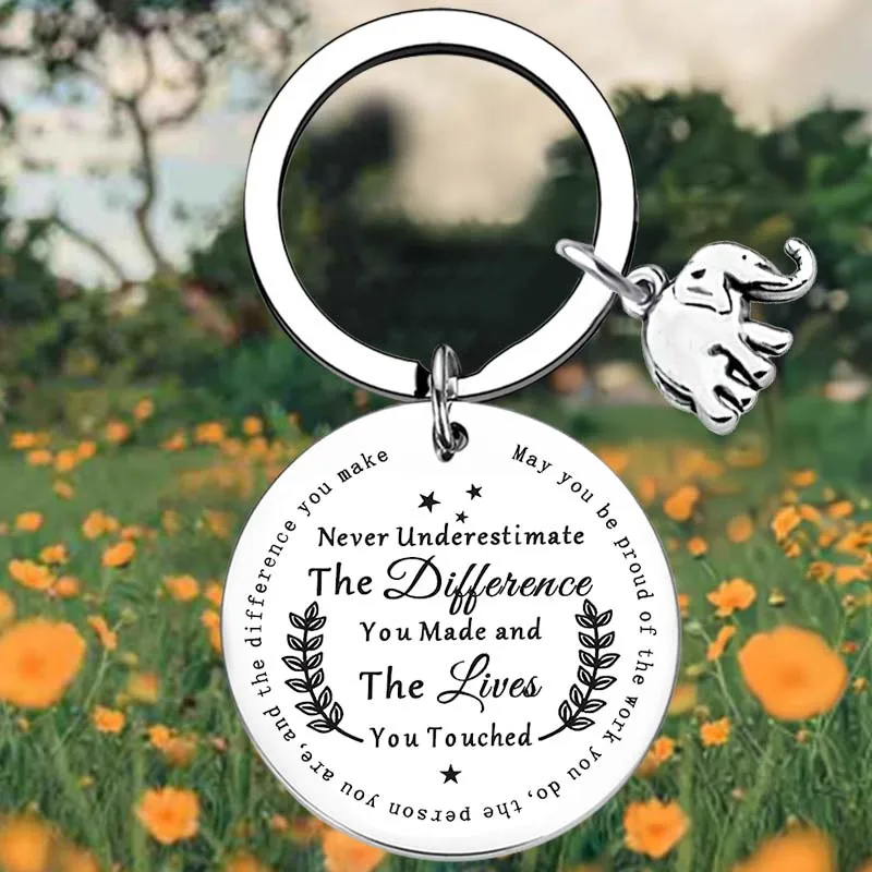 Appreciation Gift Inspirational Elephant Key Chain Ring Teacher Volunteer Employee Thank You Keyring keychains pendant Gift