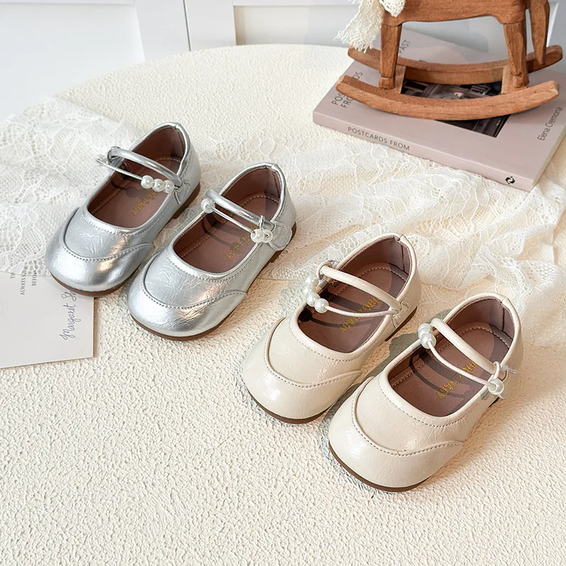

2026 Spring New Children Leather Shoes for Girls Fashion Korean Style Soft Bottom Anti-slippery Versatile Princess Dress Shoes
