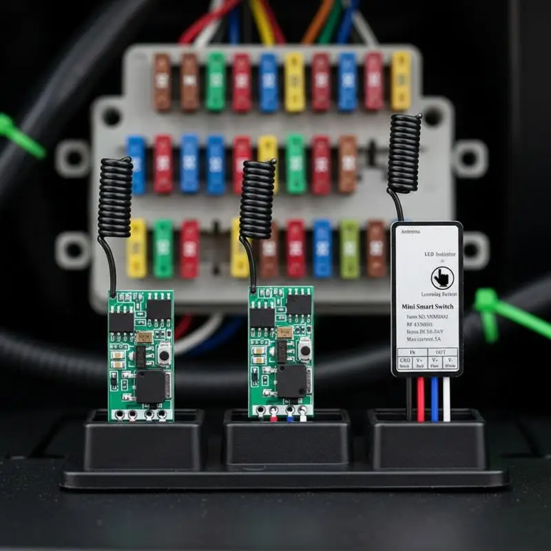 433MHz Easy Wiring Wireless RF Remote Control Switch DC 3.6-24V Mini Relay for DIY Electric Curtain Gate Control Projects