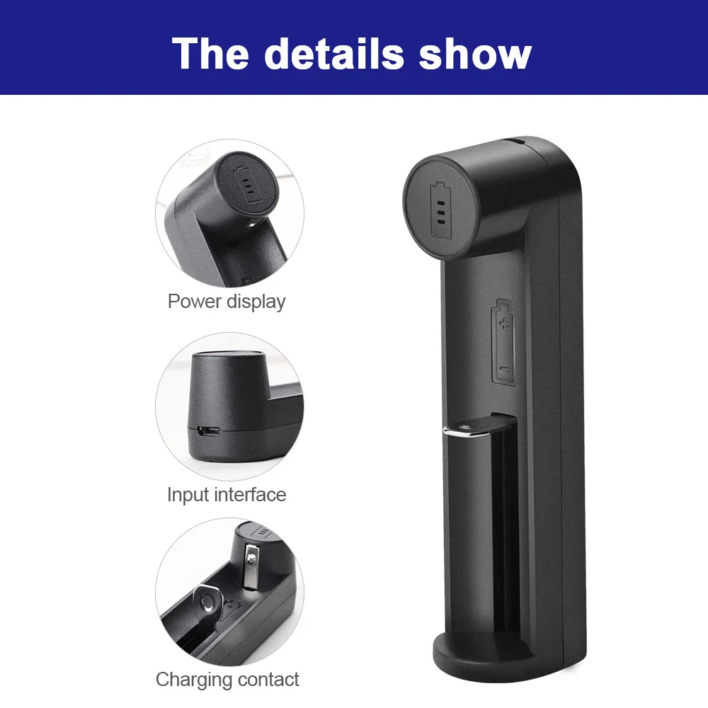18650 Li-ion Battery Universal Charger 3.7 Strong Light Flashlight Headlight Single Slot Cradle Charge 14500 Single Charge 18350