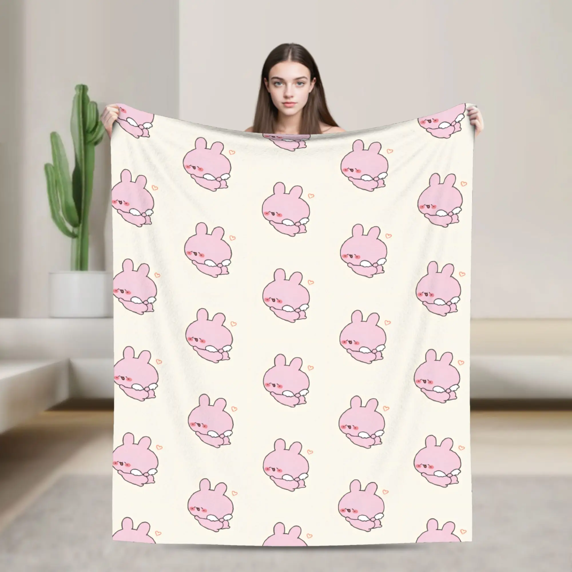 Asamimichaan Cute Asamimi Angel Blankets Fleece All Season  Multi-function Super Soft Throw Blankets for Sofa Outdoor Rug Piece