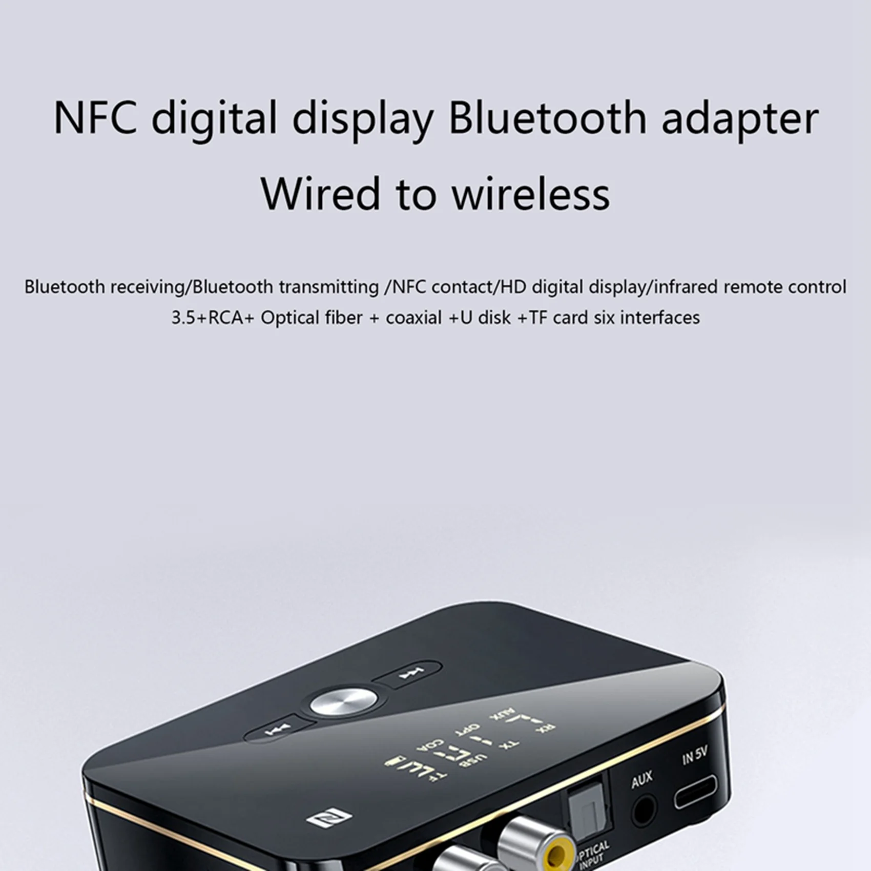 Hot-M8 Bluetooth 5.0 Ricevitore audio RCA Trasmettitore APTXLL Adattatore wireless musicale AUX da 3,5 mm con microfono NFC per altoparlanti TV per auto