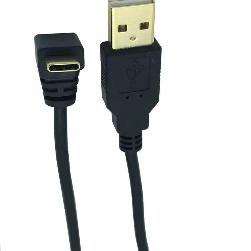 25cm Gold-Plated Type-C UP/Down 90 Degree Bend Data Cable, Charging Cable, USB AM Adapter Cable