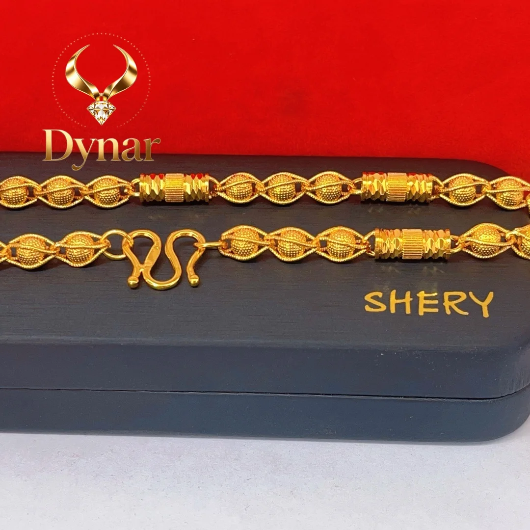 Dynar Jewelry   24K real gold bamboo bead necklace glossy round bead necklace exquisite and elegant 9999 men's necklace couple