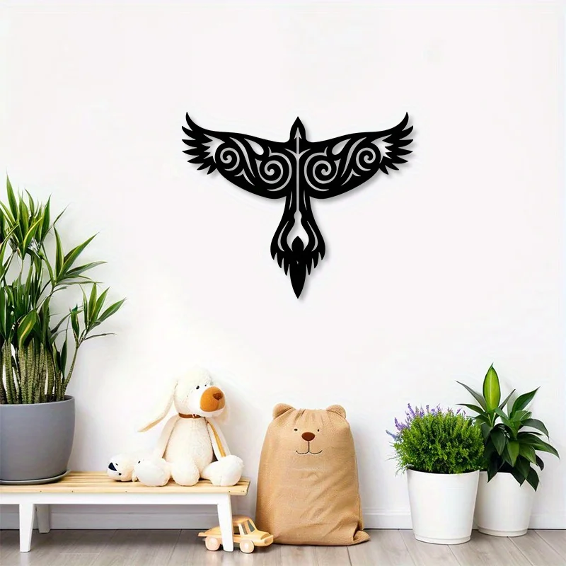 Tribal Eagle Metal Wall Art, Celtic Pattern Bird Silhouette Iron Wall Sculpture, Indoor & Outdoor Black Decor Plaque