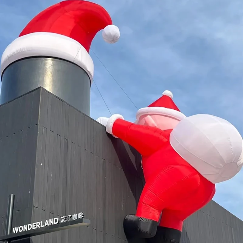 8 أقدام معلقة عيد الميلاد المطاطية زينة سانتا كلوز تسلق الجدار مع شنطة هدايا تفجير ساحة الزينة اللعب في الهواء الطلق #5