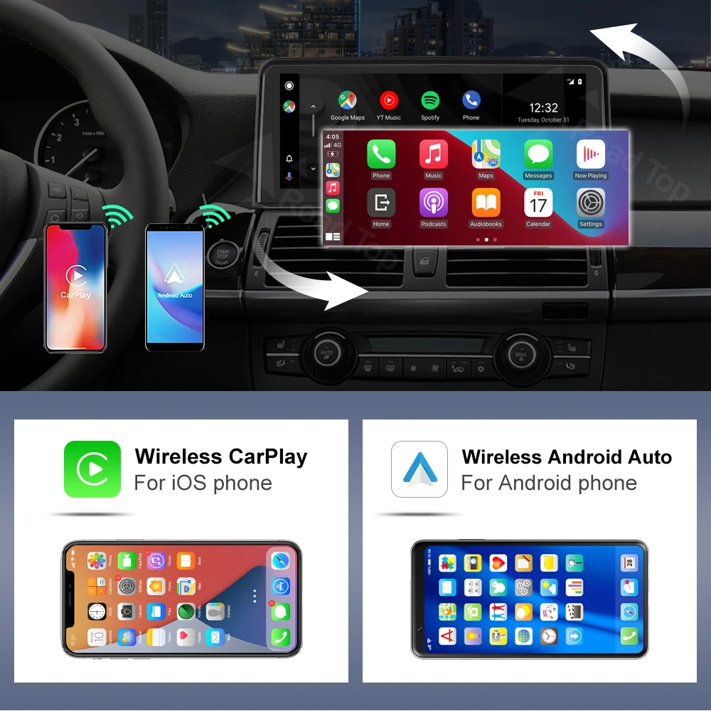 Road Top 1920*720 écran tactile sans fil Carplay Android Auto pour BMW X5 E70 X6 E71 2007-2013 CCC CIC affichage multimédia de voiture