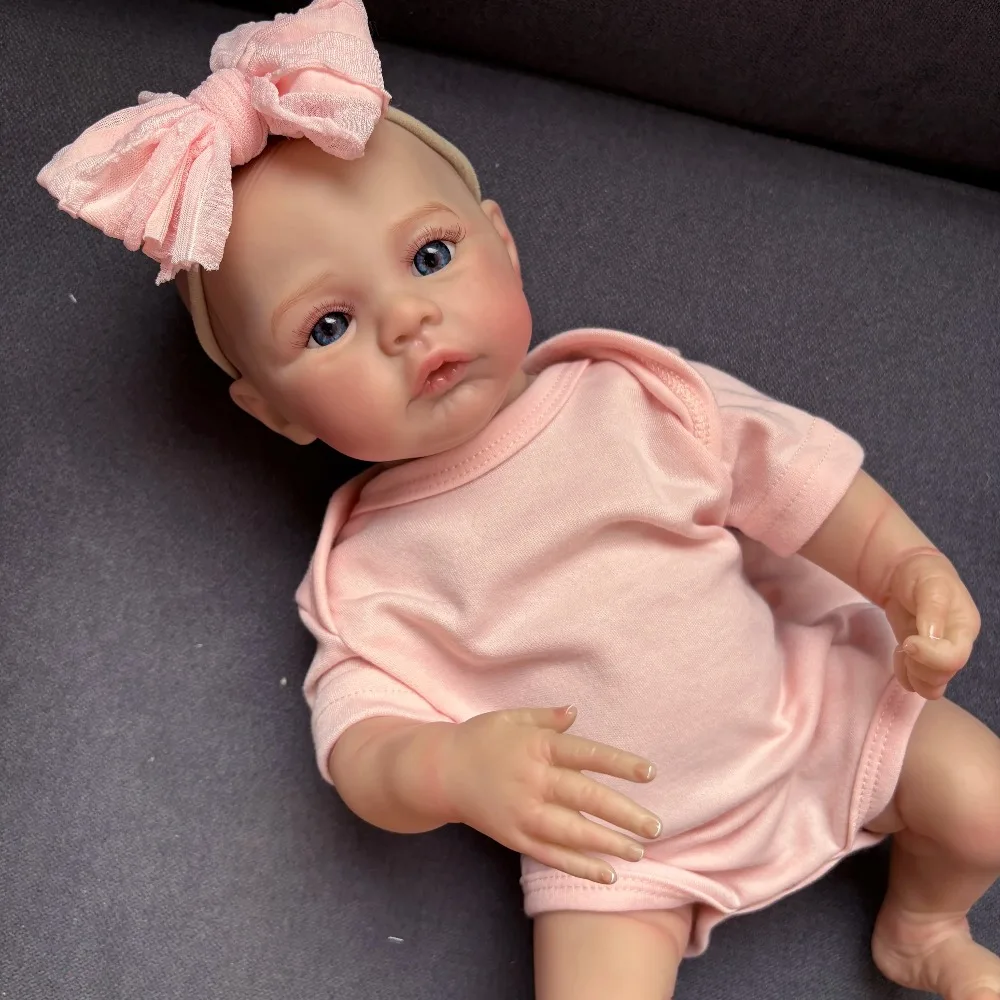 18 inch weide siliconen reborn pop pasgeboren babygrootte echte foto handgemaakte realistische babypoppen 3D huid met zichtbare aderen