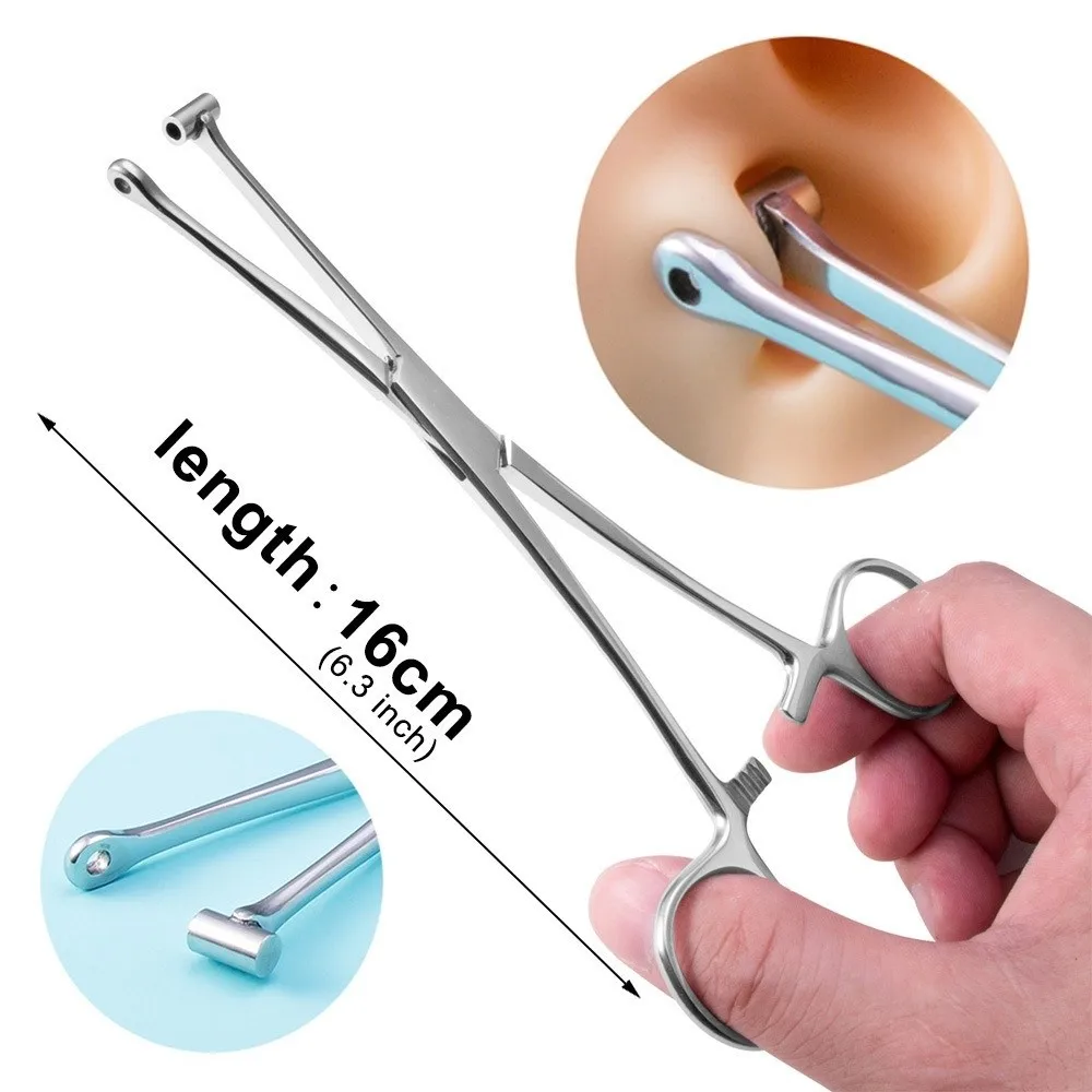 Surgical Steel Body Piercing Tool Straight Head Professional Piercing Forceps Needle Pipe Clamp Open Close Ring
