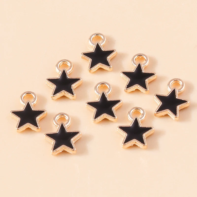 Leslie 30 Stück 8*9mm Mini-Charm Metall-Emaille Kleine Stern-Anhänger für DIY Armband Halskette Schmuckherstellung Zubehör – Detail 13