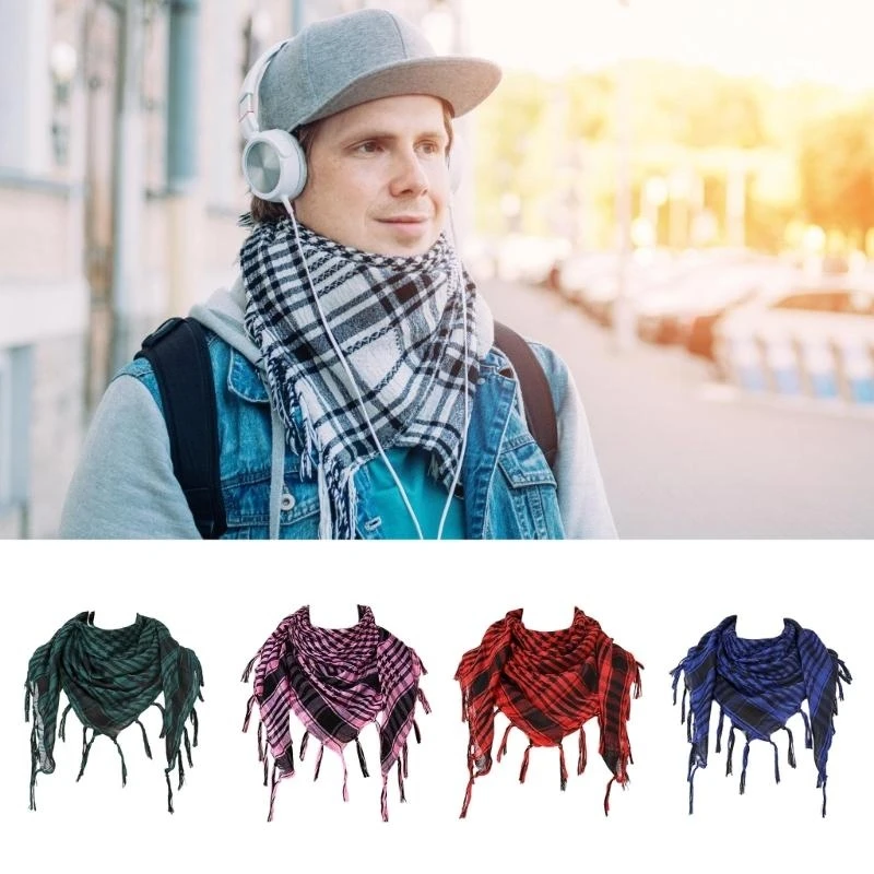 5ASD 아랍 스카프 Shemagh Scarf Dustproof Neck Wrap Arabian Headpieces Neck Shawl Desert 헤드 커버