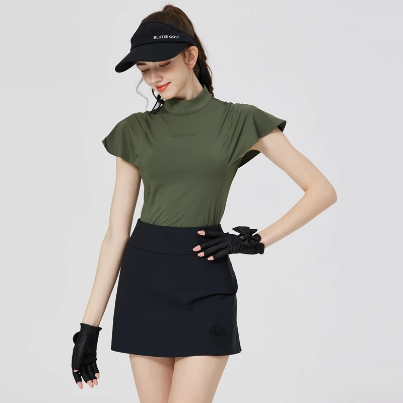 2025BG Golf Women's High Collar Short Sleeve Top Sweet Ruffled Jersey High-end Golf Clothes Women's Suit