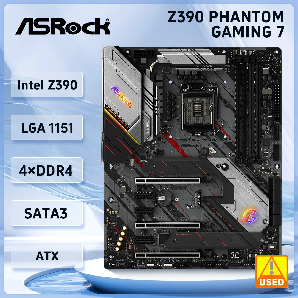 

Asrock Z390 PHANTOM GAMING 7 Motherboard LGA 1151 intel Z390 128GB HDMI M.2 PCI-E 3.0 ATX USB3.2 support Core i5-9400F cpu