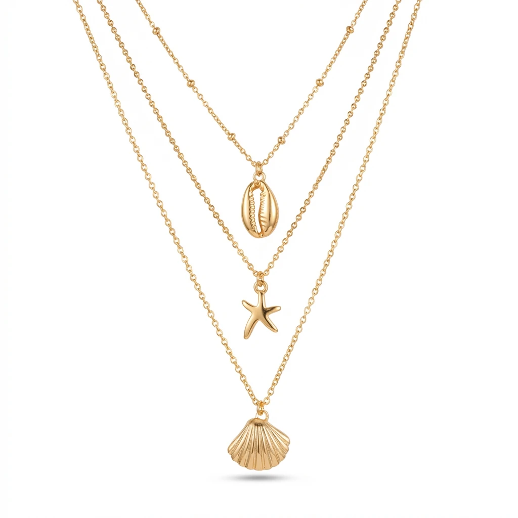 Bohemian Summer Starfish Shell Pearl Pendant Necklace for Women Trendy Gold Color Layered Chain Choker Beach Party Jewelry Gifts - view 6