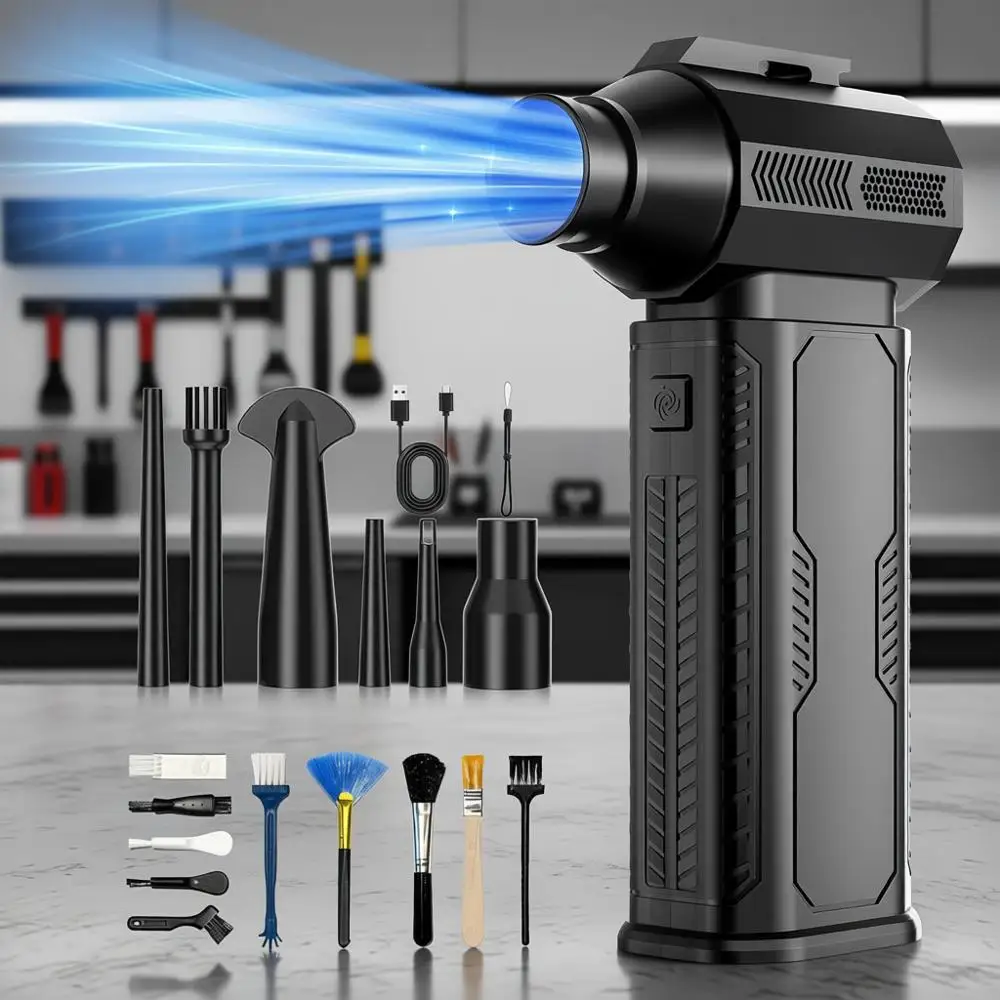 

130,000RPM Ultra-Powerful Cordless Electric Air Duster with 8000mAh Rechargeable Battery, 4-Gear Adjustable Air Blower for Keybo