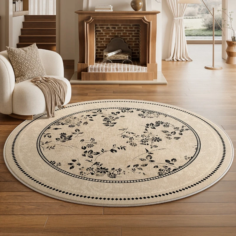 Round Carpet Bedroom Bedside French Medieval Style Cloakroom Dressing Table Chair Floor Mat Home Decoration Living Room Rugs