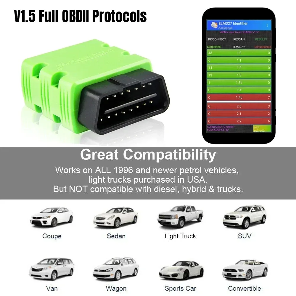 Nuovo KONNWEI ELM327 V1.5 OBD2 Scanner diagnostico per auto KW902 Bluetooth Auto Scanner Mini ELM 327 KW902 Lettore di codici per Android/IOS