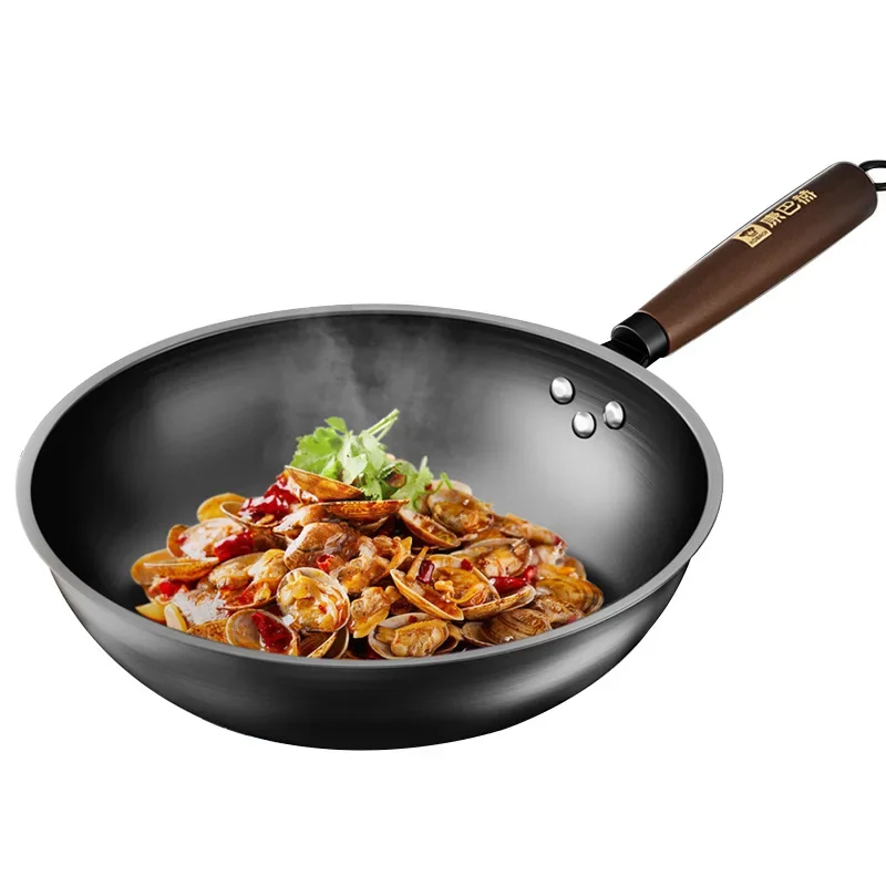 Light weight frying pan Refined iron pots and pans 32cm Cookware kitchen frying pan Home Uncoated cooking pot non stick wok pan