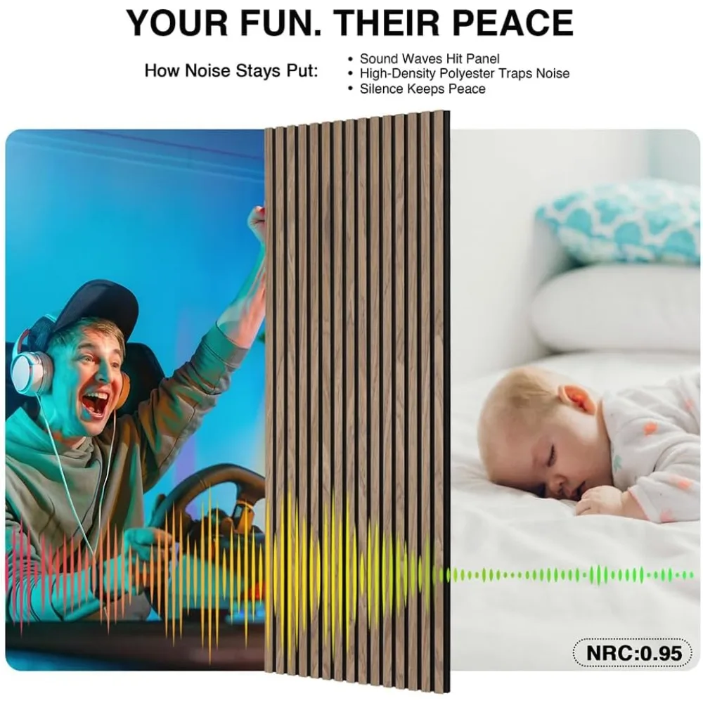 لوحة حائط خشبية مقاس 47.2 × 23.6 (15.5 قدم مربع) | ألواح حائط عازلة للصوت وصوتية للديكور الداخلي | الألواح الخشبية للجدار