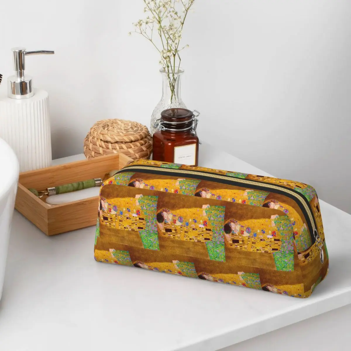 Gustav Klimt The Kiss Abstract Freyas Art Pencil Cases for Students School Pen Box Pencil Bag Pencil Pouch Storage Stationery